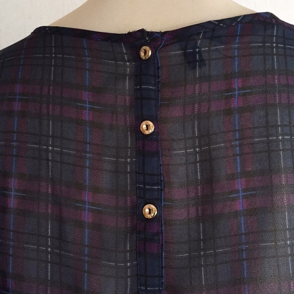 Kardashian Collection sheer chiffon lace plaid blouse - Picture 5 of 8